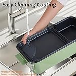 Topwit Hot Pot Electric with Grill, 2 in 1 Indoor Non-Stick Electric Pot and Griddle for Korean BBQ, Steaks, Shabu Shabu and Noodles, Independent Dual Temperature Control, Fast Heating, Green - Image 4