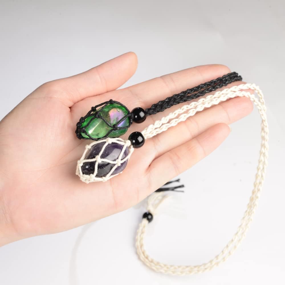 18 PCS Crystal Cage Necklace Holder Necklace Cord Empty Stone Holder Replacement Hand-Woven Necklace Cord with Adjustable Length - Image 5