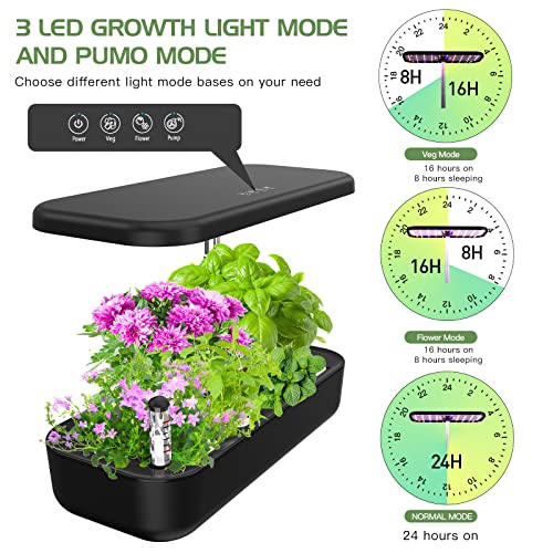 12 Pods Hydroponics Growing System, Indoor Garden Plant Germination Kits with LED Grow Light