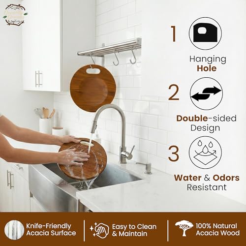 Image of Single Piece Solid Wood Reversible Cutting Board - Natural Finish Wooden Chopping Board, Cutting Board, Serving Tray Handmade Natural Wood (ECO)