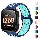 NANW Bands Compatible with Fitbit Versa/Versa 2/Versa Lite Small Large,Soft Silicone Replacement Band for Versa/Versa 2,Air Hole Wristband Strap for Women Men (Small Size: 5.5