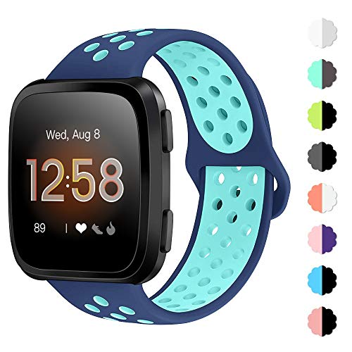 NANW Bands Compatible with Fitbit Versa/Versa 2/Versa Lite Small Large,Soft Silicone Replacement Band for Versa/Versa 2,Air Hole Wristband Strap for Women Men (Small Size: 5.5