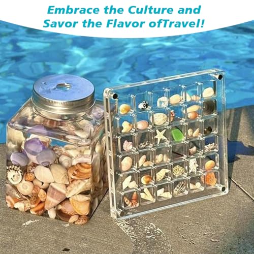 Image of Supvox Magnetic SeaShell Collection Box, 36 Grids Acrylic Display 12.5cm | Secure Closure, Clear Viewing, Separated Storage, Durable Acrylic Build, Easy Shelf Arrangement, Dust Protection