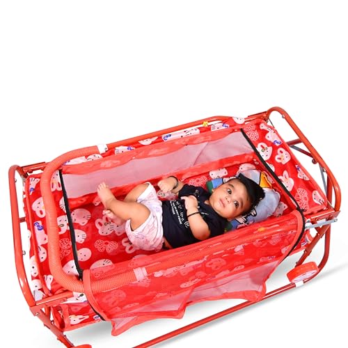 Image of AVANI METROBUZZ Baby Folding Cradle Swings Jhula Palna Comfortable Sleep with Mosquito Net for 0-15 Months Infant & Toddlers Newborn Babies