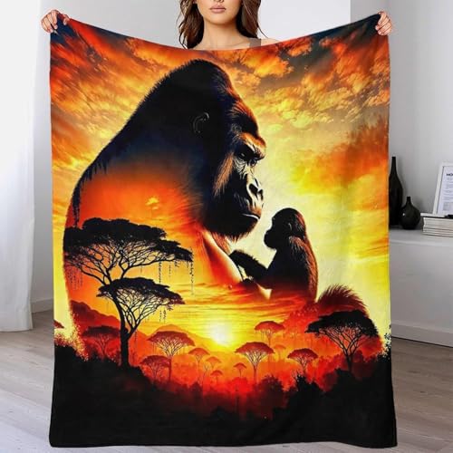 Couverture gorille 3D peluche microfibre chaude pour lit et voyage - 6