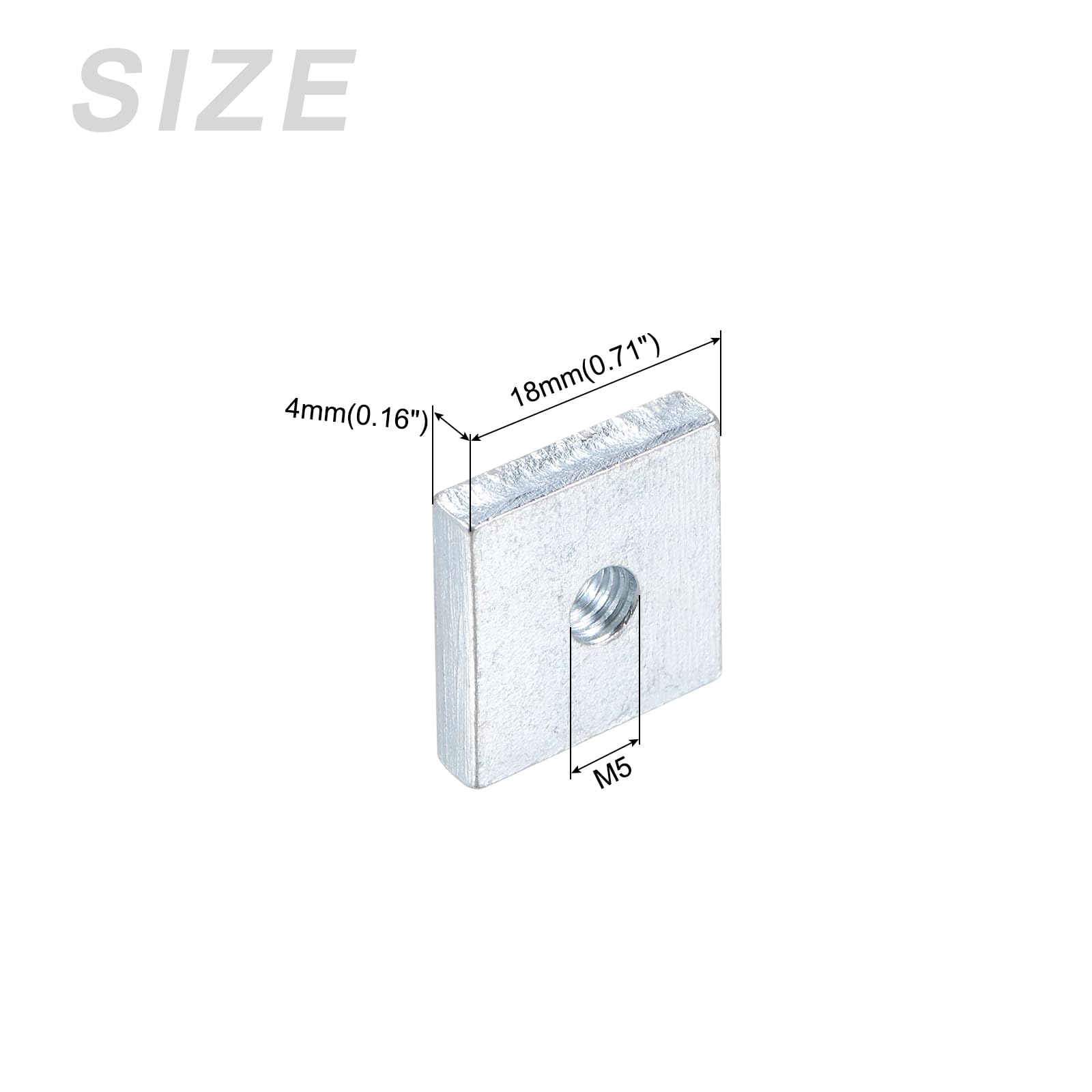 METALLIXITY Square Nuts, (M5x18mmx18mm) 25Pcs, Carbon Steel Coarse Thread Square Fastener Nut - for Equipment Construction Electrical Appliances Industrial Machinery, Silver
