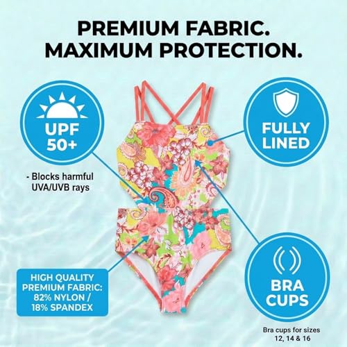 Image of Kanu Surf Girls' Beach Girl Sport Cut-Out One Piece Swimsuit