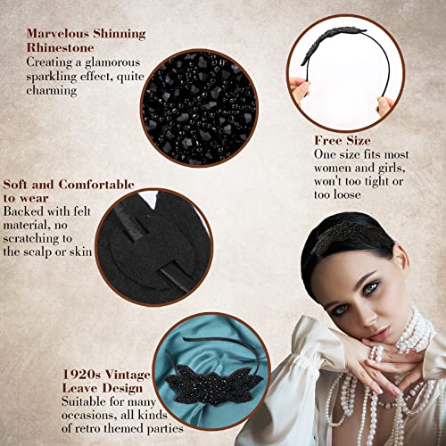 MWOOT 1920s Women's Headband, Pack of 4 Headbands for 20s Party Costumes, Vintage Hair Band - Image 3