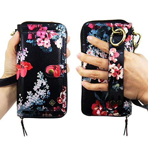 Jaz Iphone Xs Wallet Case, Iphone X Wallet Case Zipper Purse Detachable Magnetic 14 Card Slots Money Pocket Clutch Leather Wallet Case Cover For Iphone X(2017) /Iphone Xs(2018) 5.8 Inch - Black #TOP4