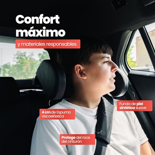 Miniatura 4 de Reposacabezas Coche Niños Para Asientos Con Varillas - Almohada Cervical Ergonómica Regalo Protector De Cinturón Con Soporte Móvil - Pack De Viaje Infantil