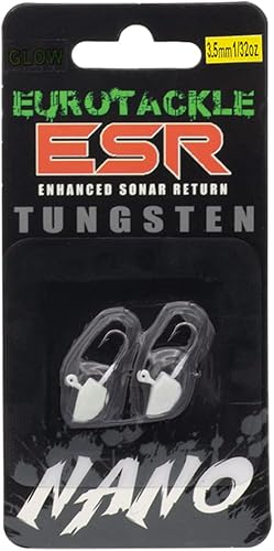 Vista 12 de Eurotackle ESR Nano Tungsten Ice Fishing Jig Enhanced Sonar Return 2 Pack Chartreuse