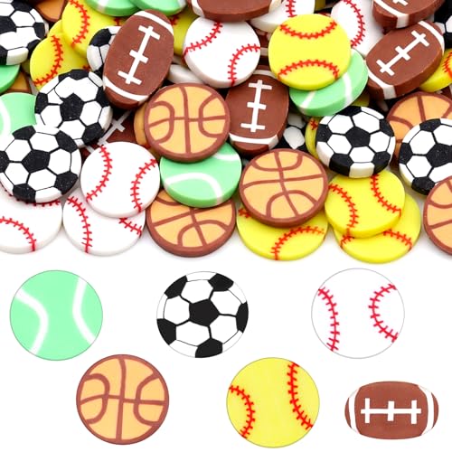 Image of Weysat 30g Small Sports Polymer Clay Slices 0.2 Inch Tiny Clay Multiple Ball Pieces Sports Sprinkle Baseball Tennis Basketball Softball Football Soccer Confetti for DIY Craft Party Decoration for Team