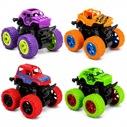 Image of 360 Rotating Stunt Monster Truck Toy for Kids | Friction Powered Off-Road Jeep Car | Flip & Spin Action Vehicle with Shock Absorbers & Anti-Skid Rubber Tires | Pack of 2