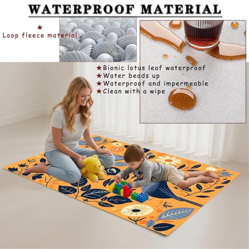 Tapis moderne lavable orange 50x80cm antidérapant et facile à nettoyer - 3