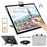 Picture of Rechargeable A3 Light Pad for Diamond Painting with Padded Case,Light Board with Stand,3 Colors Stepless Dimmable and 6 Levels of Brightness Light Box for tracing,Drawing,Sketching,Animation