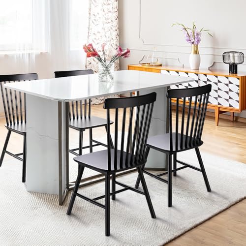 GABOEEN Modern Dining Chairs, Windsor Chair Set of 4,Wooden Dining Chairs Wood Room Chair Black Spindle Side Kitchen Room Country Farmhouse Chairs
