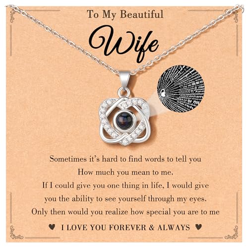 Tarsus Wife Gifts Anniversary Birthday Mothers Day Gifts Ideas for Her Wife Necklace Jewelry from Husband Valentines I Love You 100 Languages Necklace Presents for Women