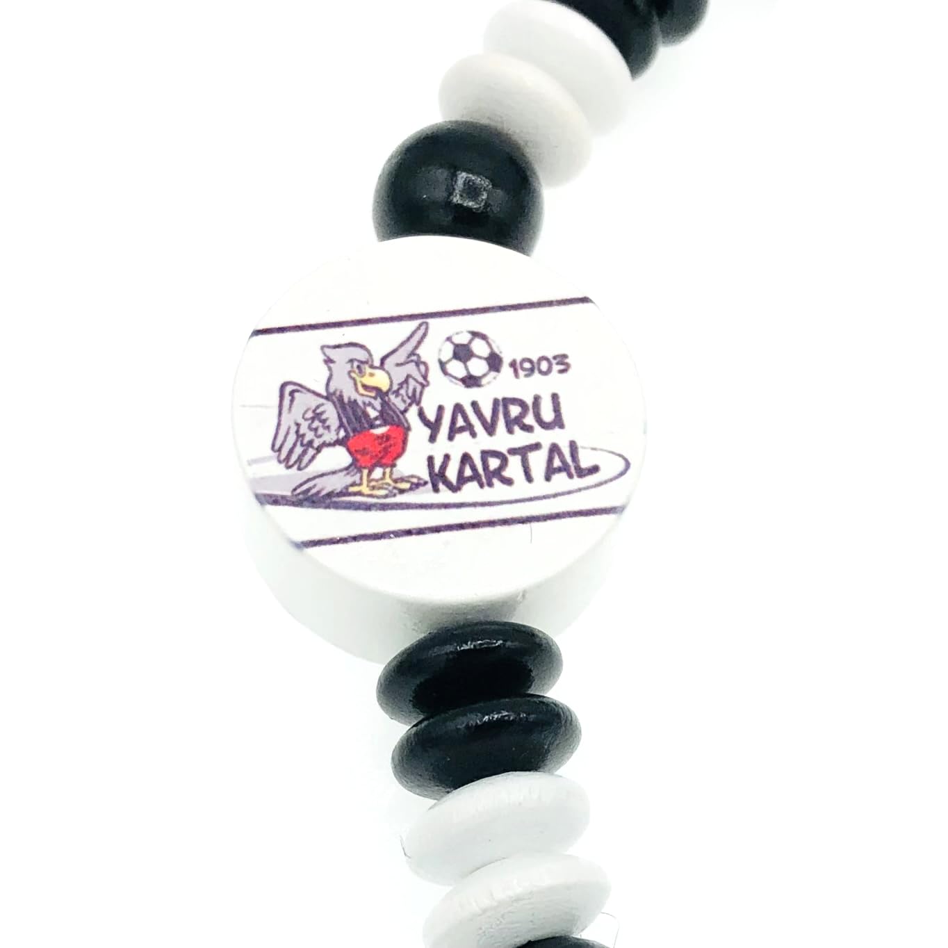 Set Nuckelkette + Kinderwagenkette mit Namen " für BESIKTAS fan - YAVRU KARTAL - FUßBALL " Schwarz Weiß/Baby/Unisex/Personalisiert/HANDMADE