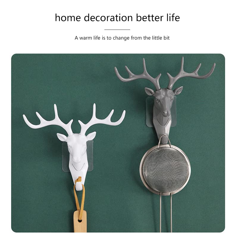 JCYUANI 3 Pack Coat Hooks Creative Antlers Key Hooks for Wall Wall Decoration Hook No Drilling and No Trace Installation of Deer Head Hook for Hanging Clothes Hanging Keys - Image 2