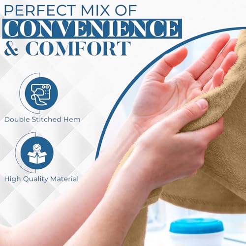 Image of DAN RIVER 6-Pack Premium Hand Towels (16x28 Inches) - 100% Cotton, Ultra Soft, Lightweight, Highly Absorbent Towels for Bathroom, Spa, Gym, Salon, Hotel, and Travel - Tan