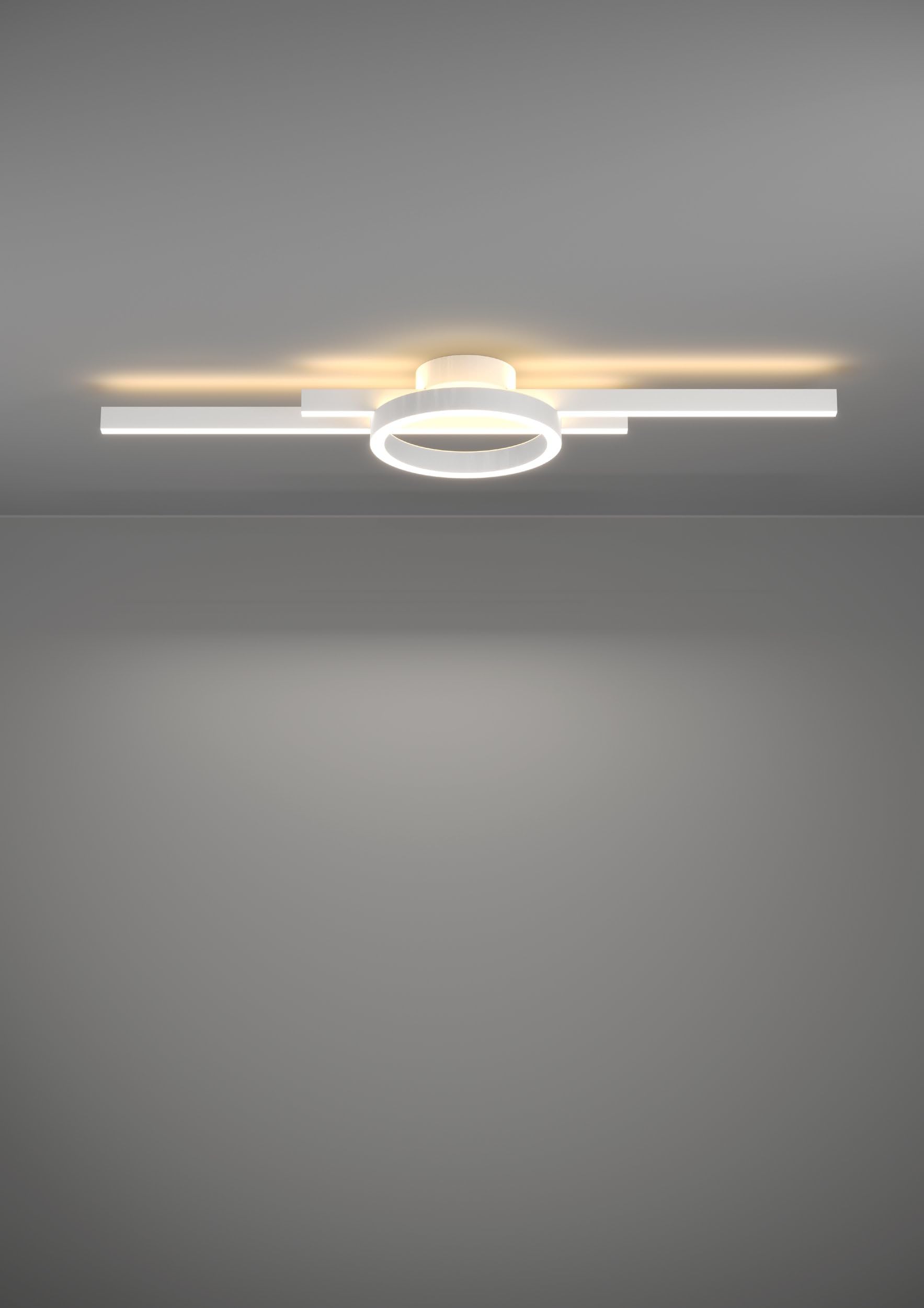 Eglo Amandolo Lámpara led de techo regulable con mando a distancia | con diseño geométrico, hecha de metal blanco, blanco cálido-blanco frío, retroiluminación RGB