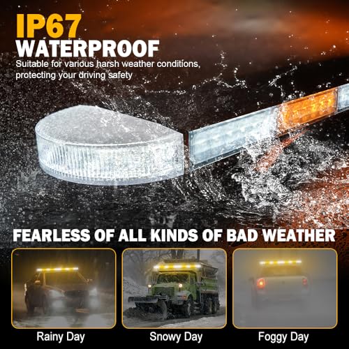 ASPL 49 inch Low Profile Rooftop Emergency Strobe Lights Bar Flashing Warning Security Traffic Advisor Hazard/Full Aluminum/Take Down & Alley Light for Trucks Tow Construction Vehicles (Amber/White) by ASPL - Image 5