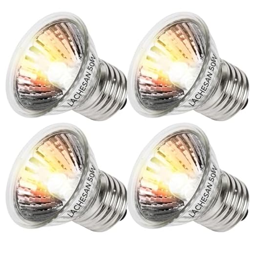 Lachesan 4-Pack 50W UVA Bulbs, Fit E26 Heat Reptile Lamp, Light Turtle Heat Lamp for Reptiles and Amphibian Tanks, Terrariums and Cages, Works with Various Lamp Fixtures