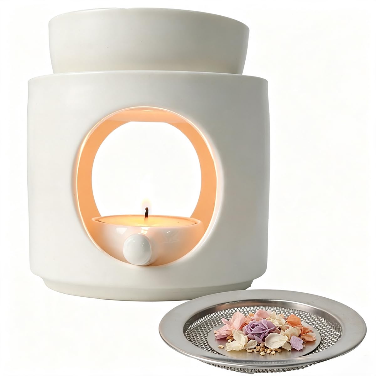 2in1 Wax Melt Ceramic Oil Burner With Sieve And Dish For Diffuser Essential
