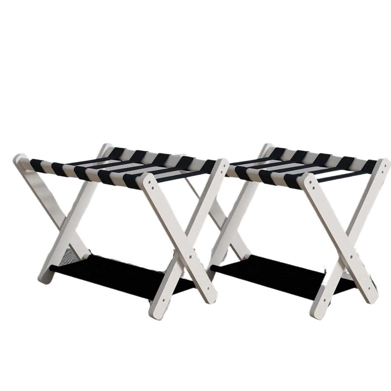 Portaequipajes Soporte Para Maletas Portaequipajes De 2 Paquetes Para Habitación De Invitados, Estante Para Maletas De Madera Maciza Con Pies Antideslizantes Para Hotel Portaequipajes Para Hotel(White