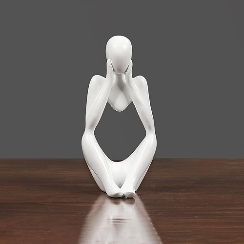 Miniatura 6 de Estatua dorada para decoración del hogar, 3 piezas de escultura de arte abstracto de resina, figuras coleccionables, decoración de estantería para