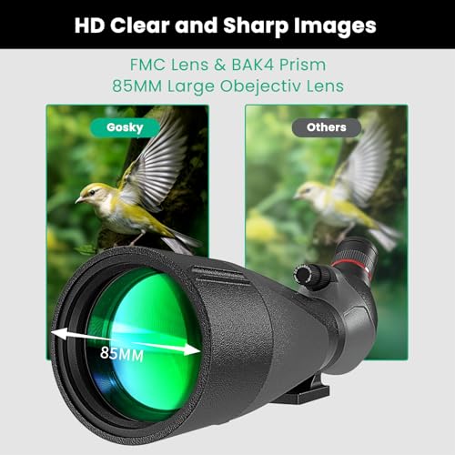 Gosky 20-60x85 Spotting Scope with Full Size Tripod, Phone Adapter and Cleaning Kit, Spotting Scopes for Bird Watching, Wildlife Viewing,Portable with Carrying Bag