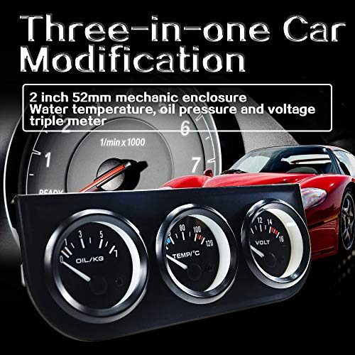 Iztor GM-HX-B735 52Mm 3 In 1 Water Temp Gauge Oil Temp Gauge Oil Press Gauge Kit Replacement Auto Gauge Meter thumb #6