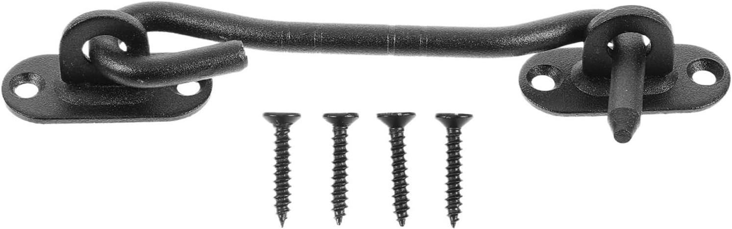 Stainless Steel Windproof Hook Window Latch Cabin Garage Door and Eye Black Hooks Frosted Gate Lock 2 Sets