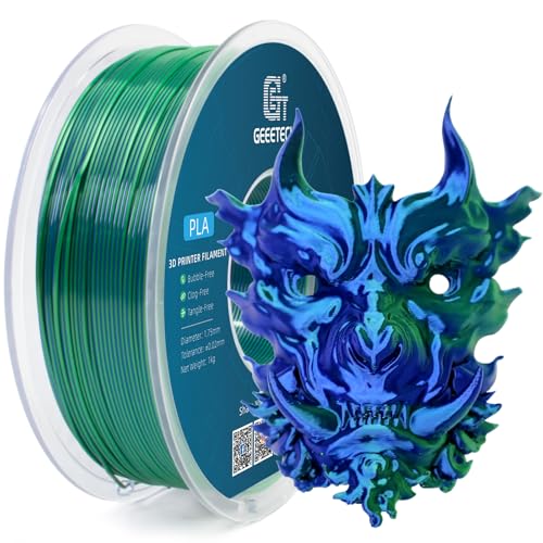 Image of Geeetech 3D Printer Silk PLA Dual Color Filament, Metal-Like Shiny Silk Filament 1.75mm 1kg (2.2lbs) Spool, Dimensional Accuracy + /- 0.02 mm, Silk Blue Green