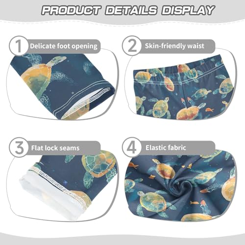 Swimming Turtles Girls' Leggings Toddler Doodles Watercolor Kids Yoga Pants Dance Active Tights 4T3