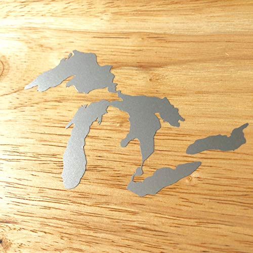 Image of Great Lakes Sticker Michigan Car Decal Premium Heavy-Duty Weatherproof Vinyl for Bumpers, Windows, Laptops, Water Bottles or Coolers (Silver, Standard)
