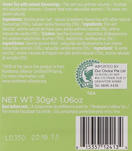 Image of Taylors of Harrogate Strawberry & Vanilla, Green Tea, Individually Wrapped Bags, Smooth, Juicy and Sweet, Caffeinated, Enjoy Hot or Iced, 20 Count (Pack of 2)
