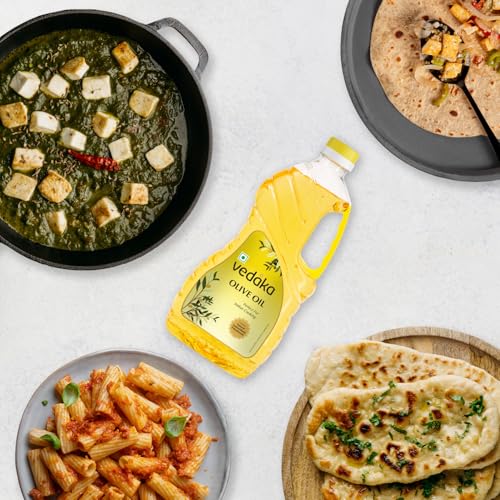 Image of Amazon Brand - Vedaka Olive Oil| for Indian Cooking | 2 L | Ideal for Frying, Roasting, Sauteing|Extra Light|Neutral Flavour