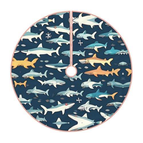 Jupe de sapin de Noël de qualité supérieure avec imprimé requins chic