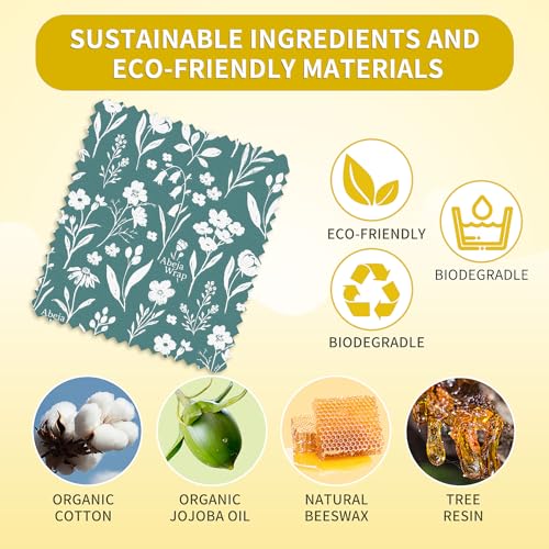 Beeswax-Food-Wrap-Reusable-Beeswax-Food-Wrap-Set-9-Pack-5S-3M-1L-Organic-Beeswax-Wraps-Reusable-Sustainable-StorageFlowers-Grass