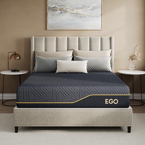 Image of MLILY EGOHOME 12 Inch California King Memory Foam Mattress for Cooling Sleep, Pressure Relief Cooling Copper Gel Bed in a Box, Foam Made in USA, CertiPUR-US Certified, Medium Plush, 72x84x12 Black