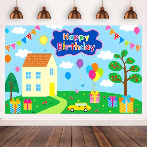 Sfondo Compleanno Maiale Rosa 150x100cm - Panno Vinilico Con Occhielli Per Baby Shower E Foto Cartoon - 2