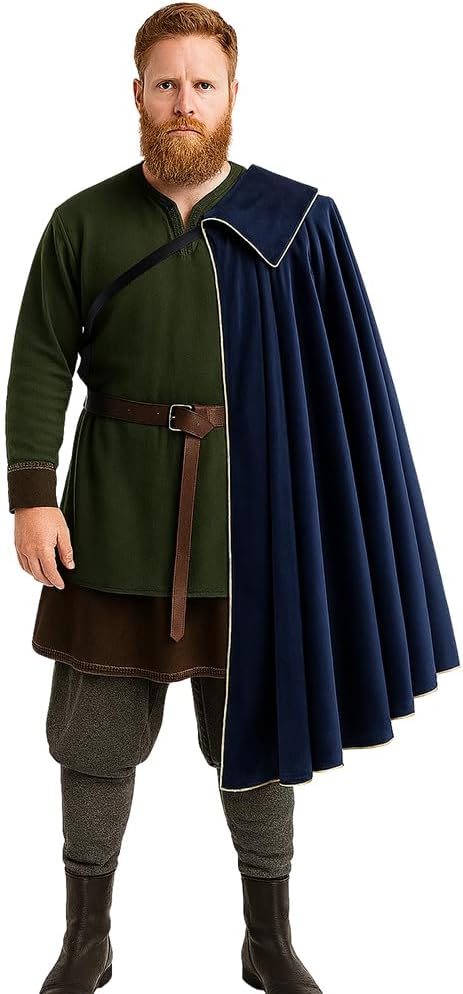 Tudor Half Shoulder Cape Medieval Renaissance Noble Costume Men Tudor King Ren Faire Shawl Cape Cloak