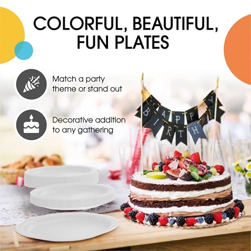 Exquisite Party Solids White Paper Plates Disposable Heavy Duty 7 Inch White Disposable Plates For Party 100 Pcs Heavy Duty 350 GSM, Birthday Supplies - Thumbnail 5