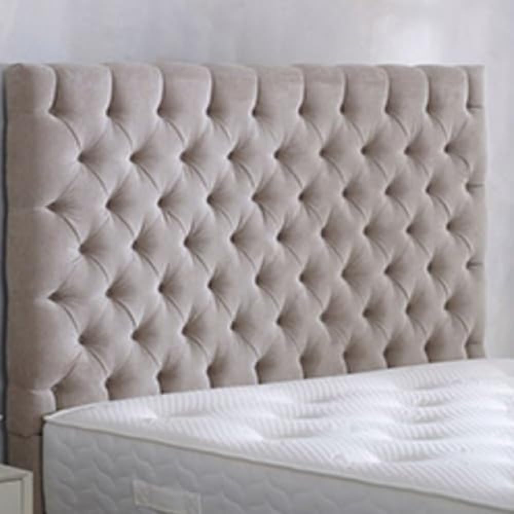 luxisleepltd Colchester Headboard for Divan Beds,Plush Velvet,Buttons,Cream,Grey,Steal,Teal,Single,Double,King (Cream, 4ft6-30''High)