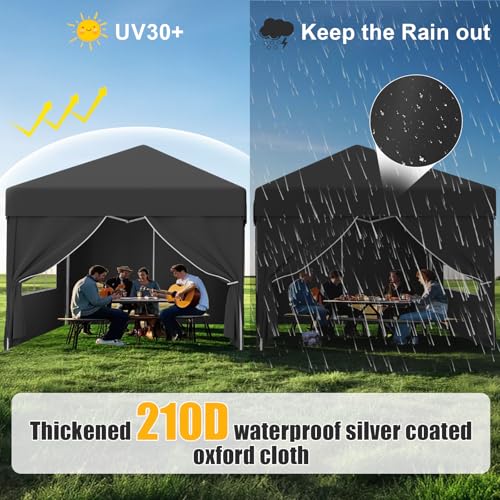 Devoko 3m x 3m Pop Up Garden Gazebo with Sides, Easy Setup Waterproof Marquee Tent with 4 Removable Panels, UV 50+ Canopy, Adjustable Height, Folding Outdoor Shelter for Camping, Events, Grey - Image 3