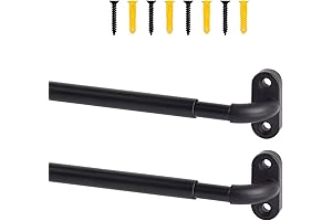 Black TYRON 12 Inch Curtain Rods for Mini Sidelight Windows (2 Pack)
