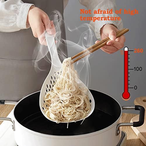 Kitchen Ladle Strainer, 2 Pack Scoop Colander Food Strainer Kitchen Skimmer with High Heat Resistant, Home Slotted Skimmer Sifter Sieve with Handle for Water Leaking, Cooking and Baking