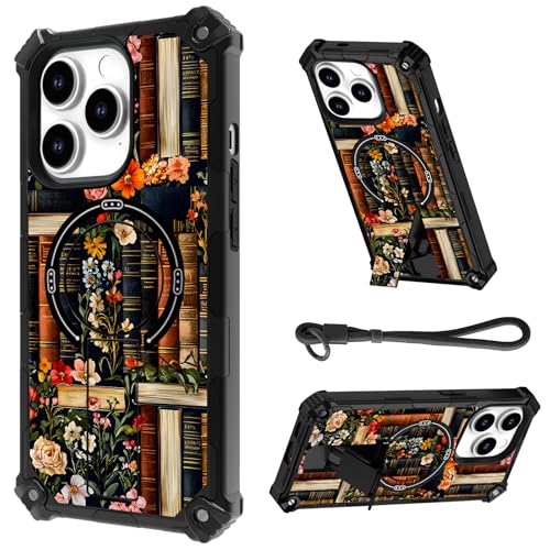 HJCYXJLK iPhone 15 Pro�P�[�X�A���ϋv�ϏՌ��o���p�[�J�o�[�A���C�o�b�N&�L�b�N�X�^���h�A���X�g�X�g���b�v�AiPhone 15 Pro�p���ȕی�t�H���P�[�X�A�u�b�N�V�F���t�t�����[