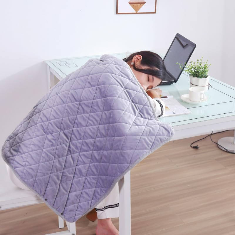 Coperta elettrica riscaldante portatile USB a 3 velocità, scaldaletto alimentato a scialle, for casa e ufficio(Brown,100X140CM zipper)